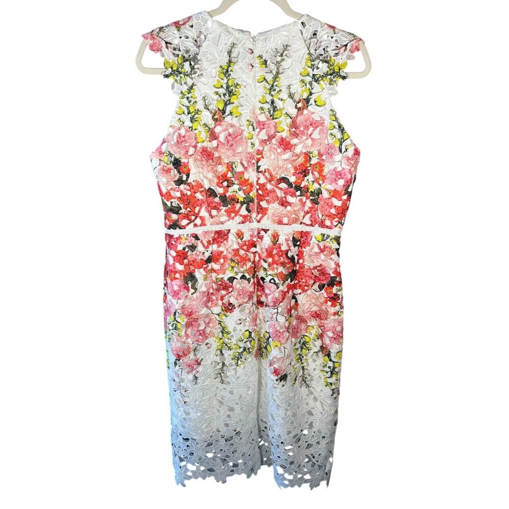 Antonio Melani Sz 8 Floral Lace Dress White Multicolor Easter Quality Made - Picture 2 of 9